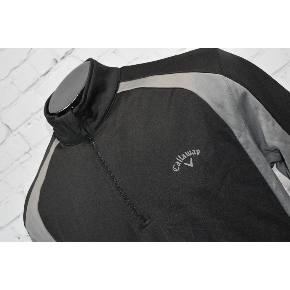 Callaway Pullover Mens XL Black Gray 1/4 Zip Long Sleeve Fleece Lined Golf
